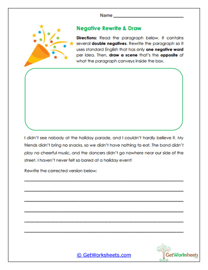 Negative Rewrite & Draw Worksheet