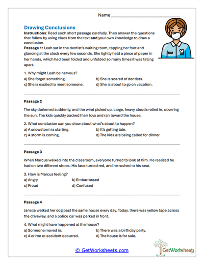 Context Clue Conclusions Worksheet