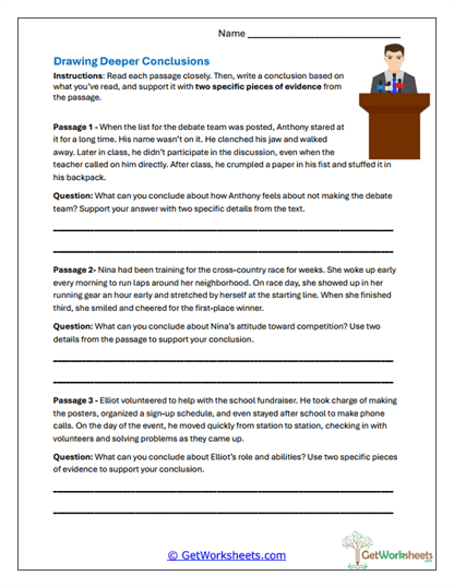 Deeper Evidence Conclusions Worksheet