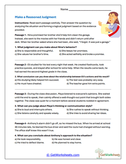 Evidence-Based Judgments Worksheet