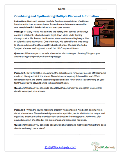 Synthesized Evidence Inferences Worksheet