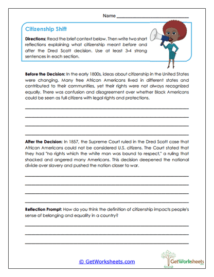 Citizenship Shift Worksheet