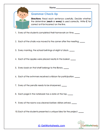 Grammar Check-Up Worksheet