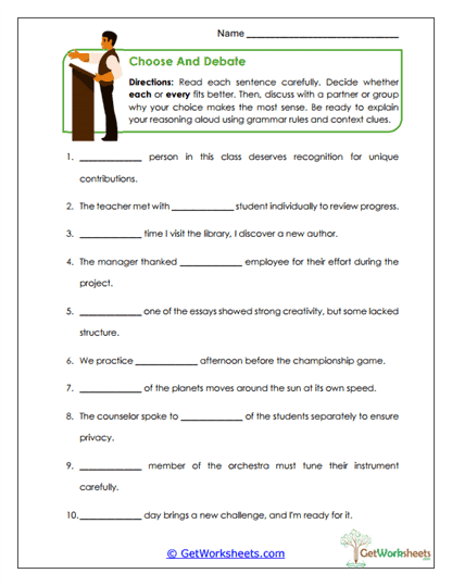 Choose and Debate Worksheet