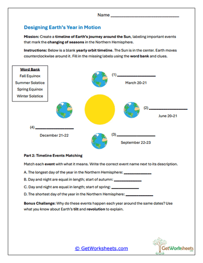 Designing Earth's Year in Motion Worksheet