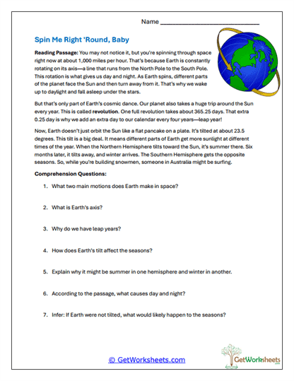 Spin Me Right 'Round Worksheet