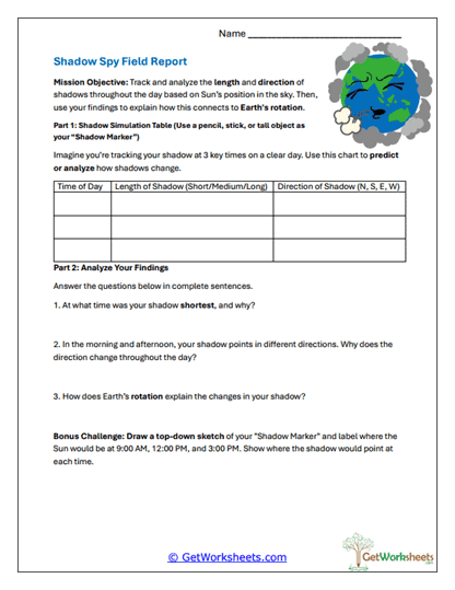 Shadow Spy Field Report Worksheet