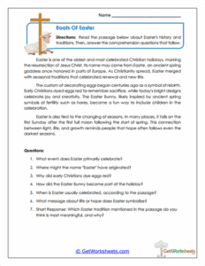 Roots of Easter Worksheet - Informational Reading & Comprehension