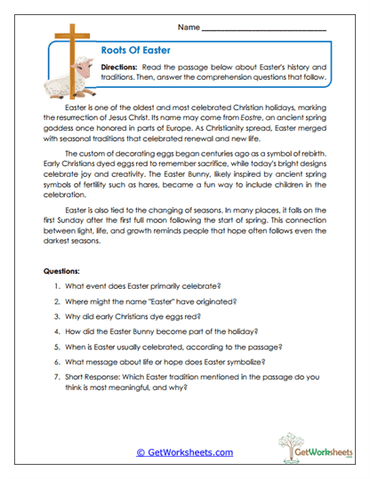 Roots of Easter Worksheet