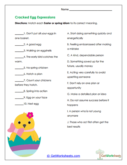 Cracked Egg Expressions Worksheet