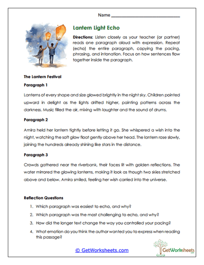 Lantern Light Worksheet