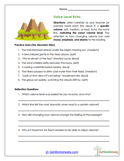 Voice Level Worksheet