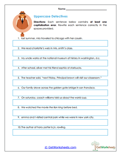 Uppercase Detectives Worksheet