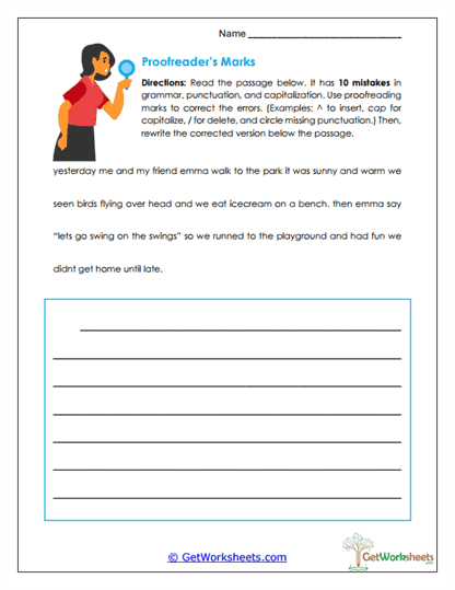Proofreader's Marks Worksheet