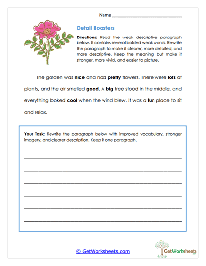 Detail Boosters Worksheet