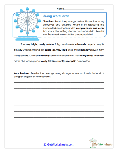 Strong Word Swap Worksheet