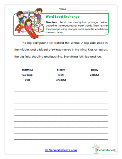 Word Boost Exchange Worksheet