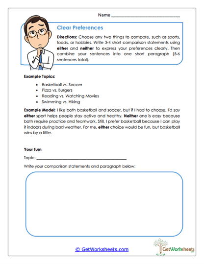 Clear Preferences Worksheet