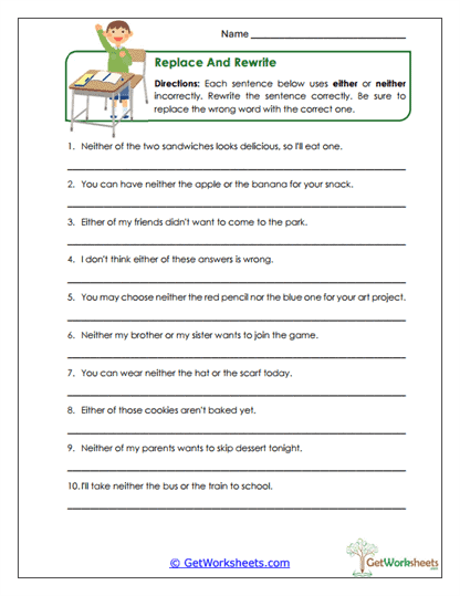 Replace and Rewrite Worksheet