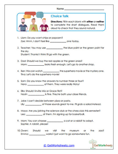 Choice Talk Worksheet