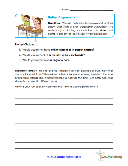 Better Arguments Worksheet