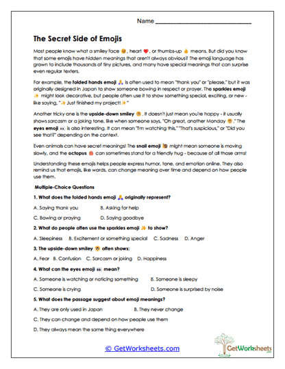 Emoji Emotions Analysis Worksheet