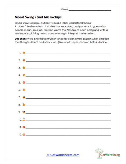 Emoji Matching Challenge Worksheet