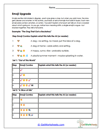 Emoji Meaning Match Worksheet