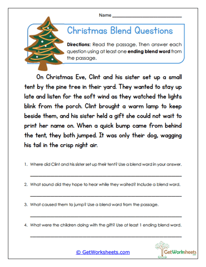 Christmas Questions Worksheet