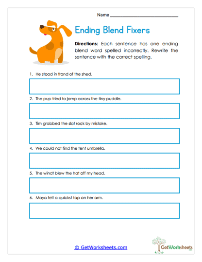 Blend Fixers Worksheet