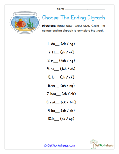 Choose the Ending Pair Worksheet