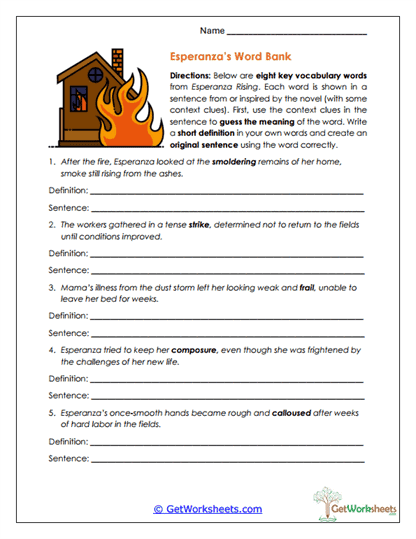 Vocabulary Builder Worksheet