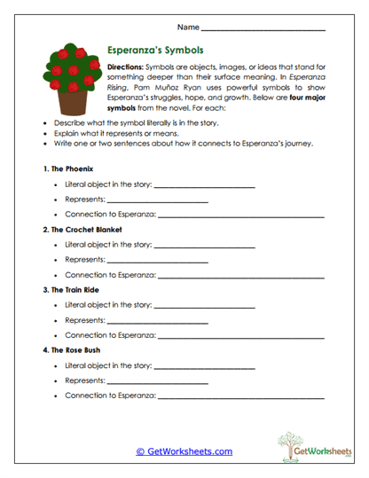 Literary Symbols Worksheet