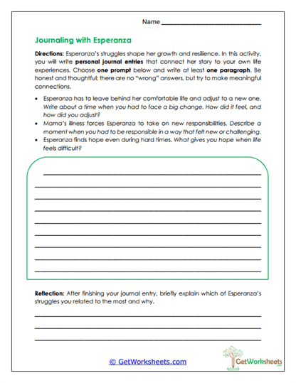 Personal Journaling Worksheet
