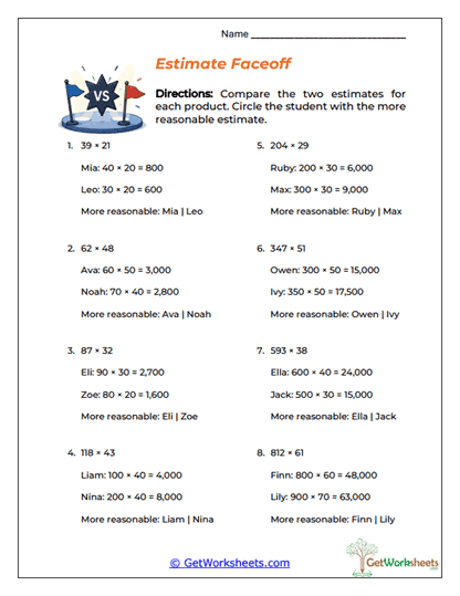 Estimate Faceoff Worksheet