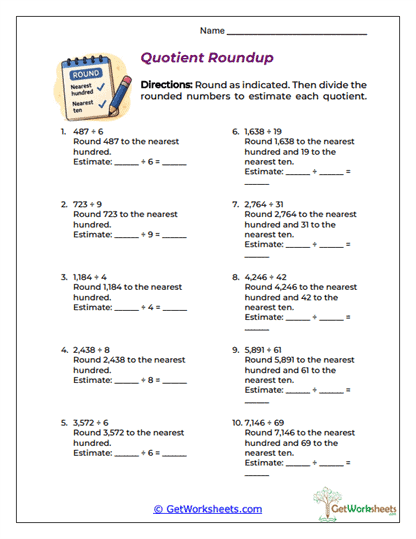 Quotient Roundup Worksheet
