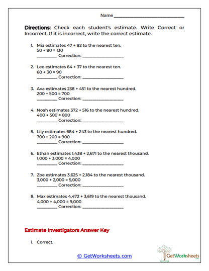 Estimate Investigators Worksheet