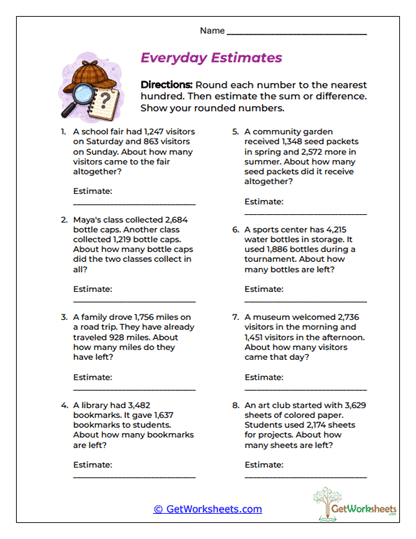 Everyday Estimates Worksheet