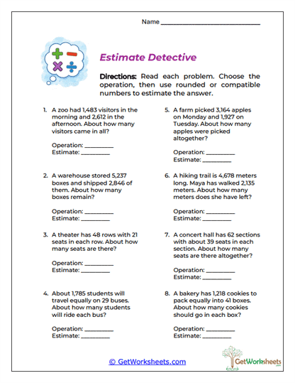 Estimate Detective Worksheet
