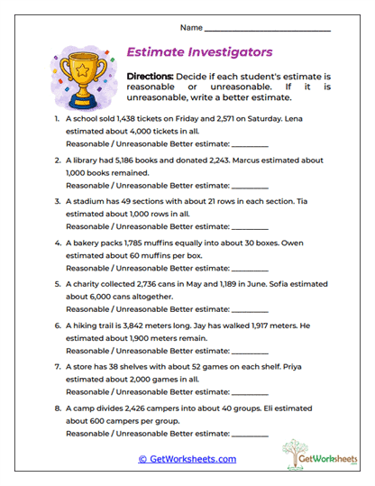 Estimate Investigators Worksheet