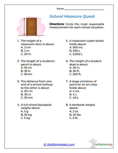 School Measure Quest Worksheet