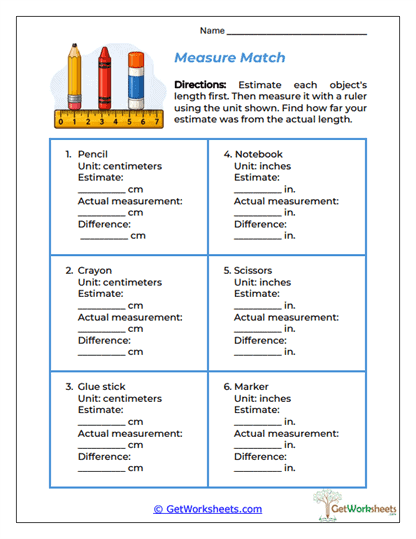 Measure Match Worksheet