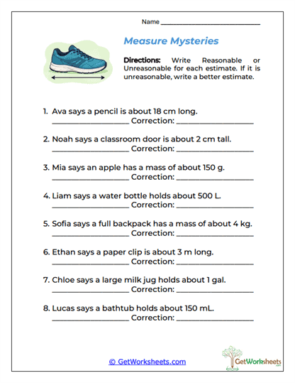 Measure Mysteries Worksheet