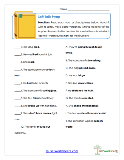 Soft Talk Swap Worksheet