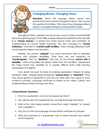 Changing Words and Times Worksheet