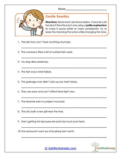 Gentle Rewrites Worksheet
