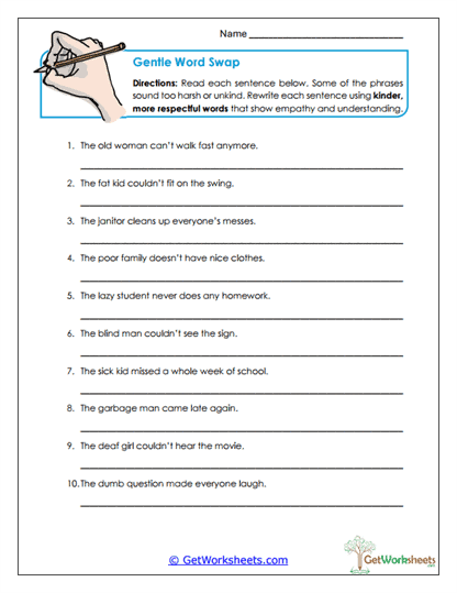 Gentle Word Swap Worksheet