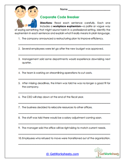 Corporate Code Breaker Worksheet