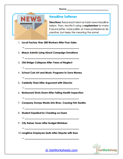 Headline Softener Worksheet