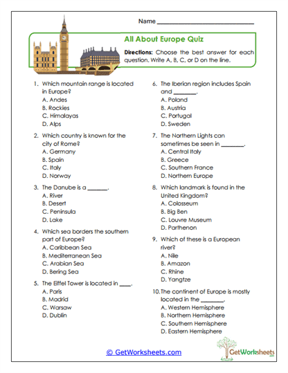 All About Europe Quiz